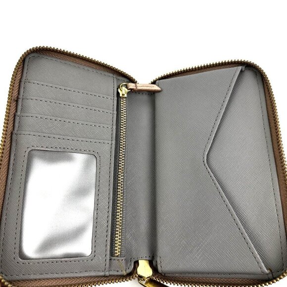 Fossil Emma Wallet Rose Gold Metallic Zip Around Clutch Cell Phone Holder - Picture 6 of 11